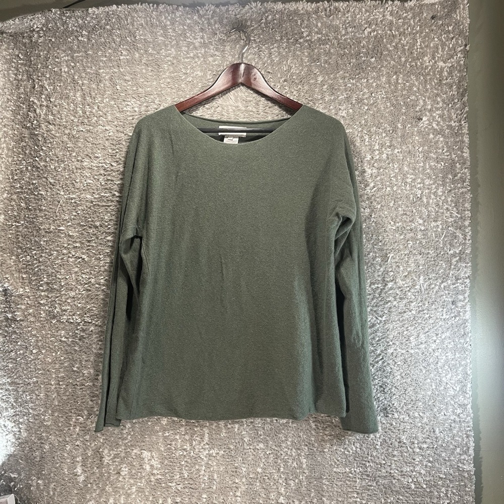 Bianco And BLU Cashmere Wool Blend Dolman Sleeve Sweater Xl Green Preppy Boho